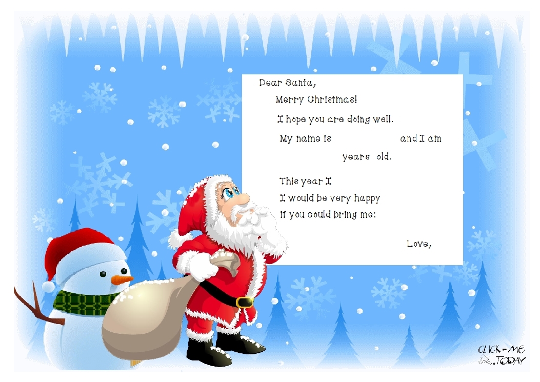 Wonderful full page letter to Santa template with sample text 35